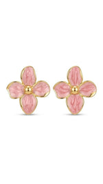 El Regalo Luxurious Oil Drip Flower Stud Earrings for Women & Girls | Stainless Steel Floral Studs | Anti-Tarnish, Skin Friendly Enamel Jewelry | Gift for Her (Floral Collection) (Pink- Gold)