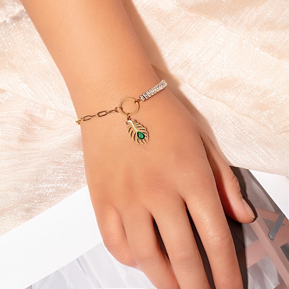 El Regalo 1PC Luxury Krishna Feather Tannis Bracelet Rakhi for Brother or Bhabhi- Elegant Feather CZ Rakhi with Roli Chawal, Message Card in Rakshabandhan Box