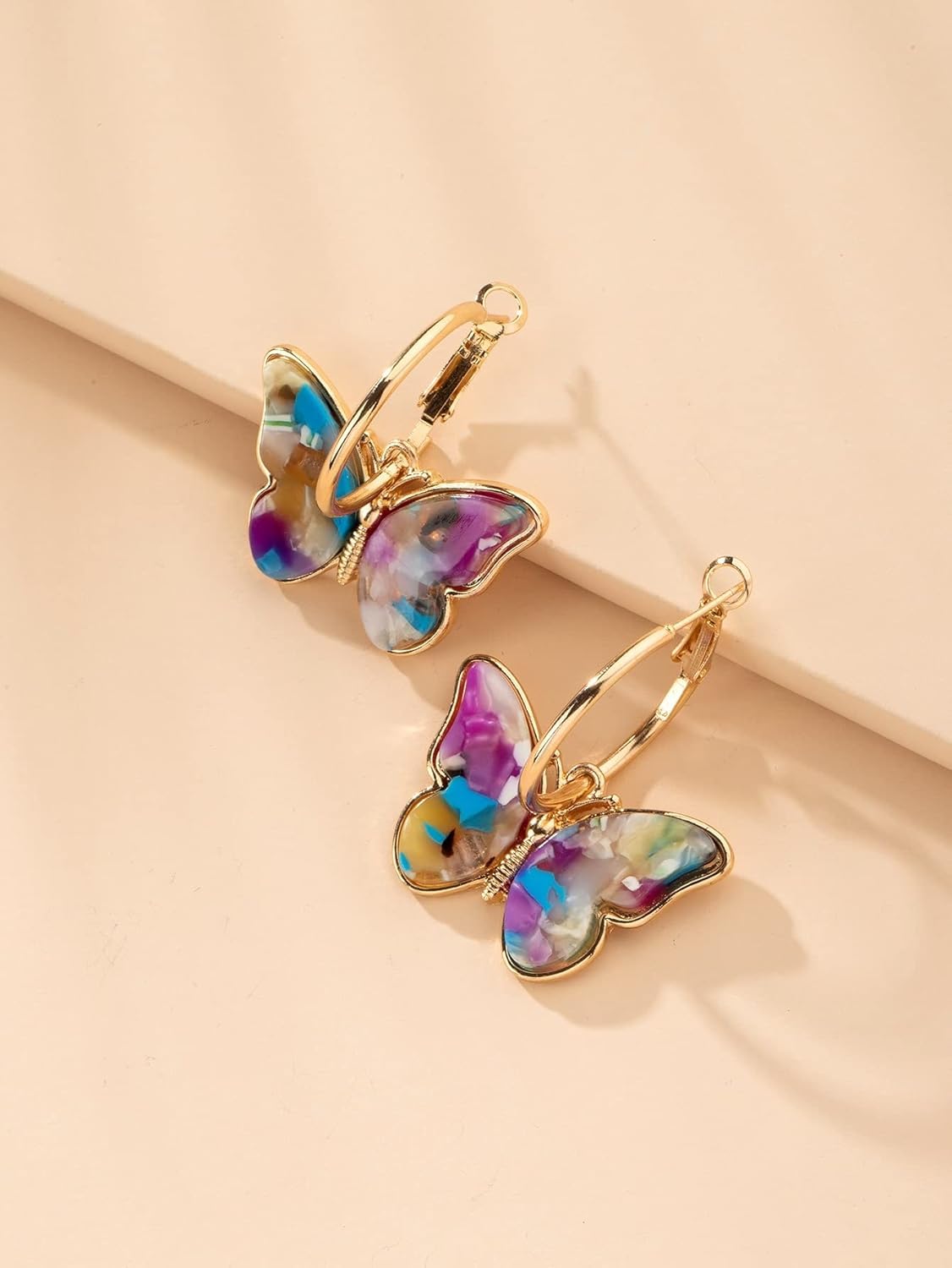 El Regalo Exquisite Luxurious Big Butterfly Hoop Earrings for Girls/Women- Beautiful Butterfly Hoops (Multi Blue)