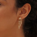 El Regalo Elegant Triple Huggie Hoop Earrings for Girls & Women | Illusion 3-in-1 Stacked Drop Earrings with Dangle Charms | Single Piercing Statement Jewellery | Ideal Gift for Girls & Women