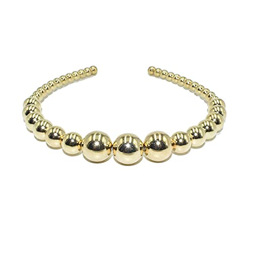 El Regalo Pearl Beads Decoration Hair Band Plastic Headband for Kids, Girls and Women (Metallic Golden Pearls Hairband)