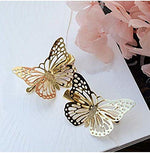 El Regalo 2 Pcs Barrette Hollow Out Golden Butterfly Metal Hair Clips For Girls & Women (Set Of 2) (Golden)