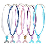 El Regalo 2Pcs Mermaid Fish Tail Necklaces Set- Mermaid Fishtail Necklace Gorgeous Pendant Necklace for Mermaid Birthday Supplies Girl's Party Ocean Theme Party Supplies (Color Option- 2)
