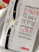 El Regalo 1PC Elephant Evil Eye Rakhi for Brother with & Message Card in Gift Box- Rakhi for Brother/Bhabhi/Niece or Nephew (White elephant Black)