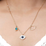 El Regalo 1 PC Stainless Steel NO RUST/ANTI TARNISH Evil Eye Pendant Necklace for Girls/Teens & Women- Designer Rose Gold Evil Eye Crystals Necklace