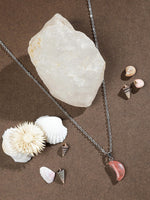 El Regalo Beautiful Agate Crescent Moon Pendant Necklace with Stainless Steel Chain for Girls & Women (Peachy Pink Moon)