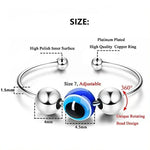 El Regalo 2PCs Eye Catching Fidget Meditation Adjustable Finger Rings for Girls & Women- Retro Blue Evil Eyes Opening Adjustable Rotating Beads Rings