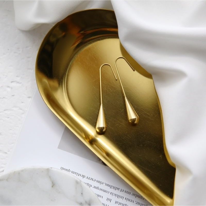El Regalo Womens Luxury Stainless Steel Water Drop/Tear Drop Minimalist Earrings- Elegant Anti Tarnish Thread Western Earrings (Gold)