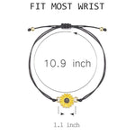 El Regalo Unisex 2 Pcs Sunflower Bracelets Set- Handmade Boho Sunflower Daisy BFF Friendship Bracelets Adjustable Braided Rope Pinky Promise Bracelets (Black)