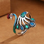 El Regalo Retro Peacock Ring- Beautiful & Colorful Peacock Finger Ring for Girls & Women (Style-3)
