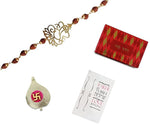 El Regalo OM Red Rakhi for Brother/Bhai/Nephew/Bhatija OM Handwoven Rakhi with shagun, Rakhi Message Card in Rakhi Gift Box