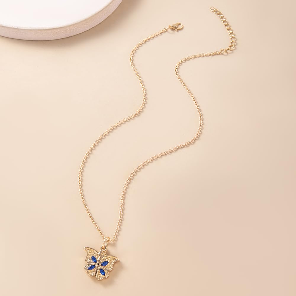 El Regalo "I Love You" Hidden Message Butterfly Openable Pendant Necklace for Girls & Women - Gift for Best Friends/Besties- Valentines Day Gift (Golden)