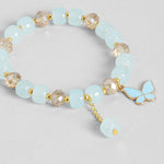 El Regalo 3PCs Butterfly Crystal Beads Tassel Bracelet Combo With Cute Enamel Butterfly Charms for Girls/Teens/Women (Option-1)