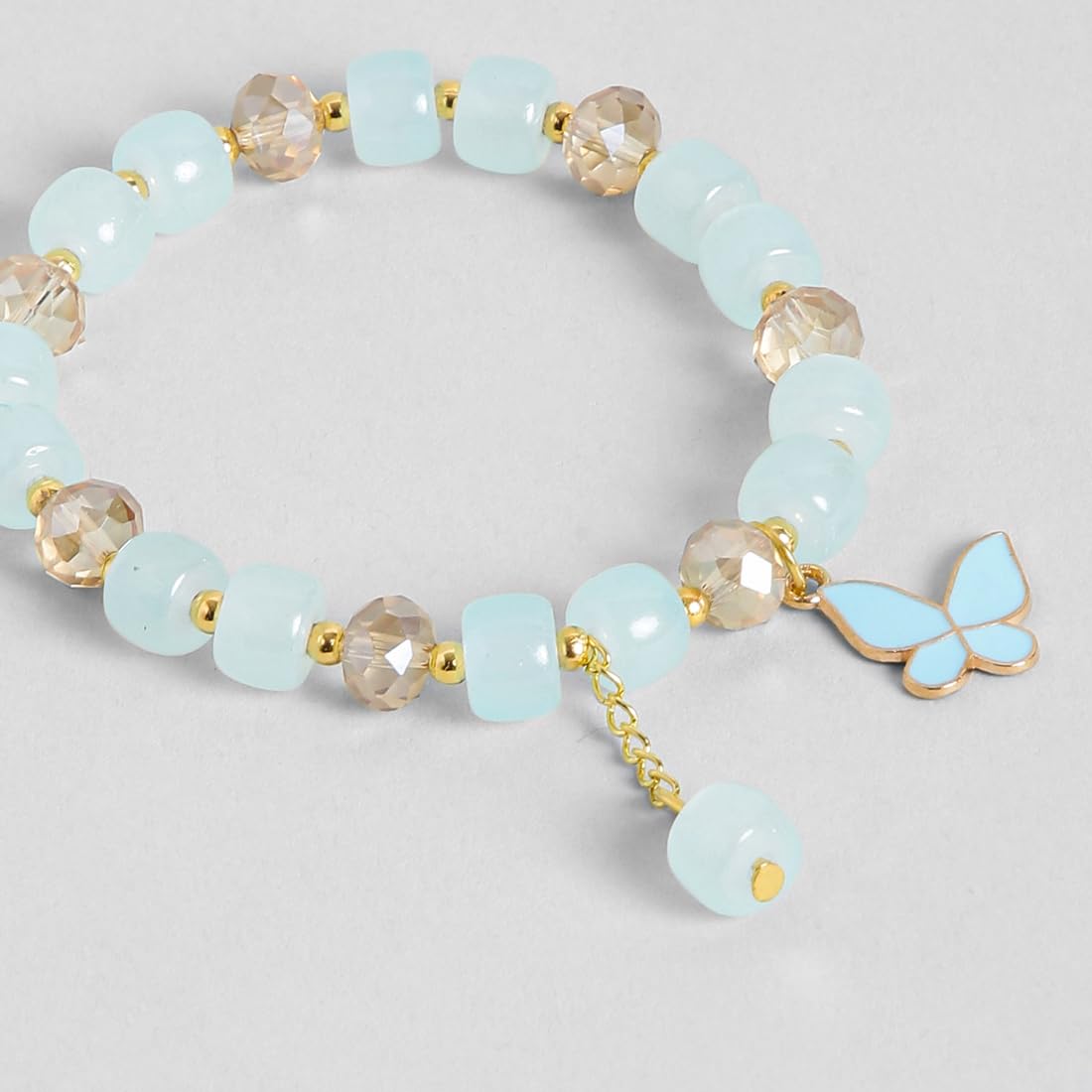 El Regalo 3PCs Butterfly Crystal Beads Tassel Bracelet Combo With Cute Enamel Butterfly Charms for Girls/Teens/Women (Option-1)
