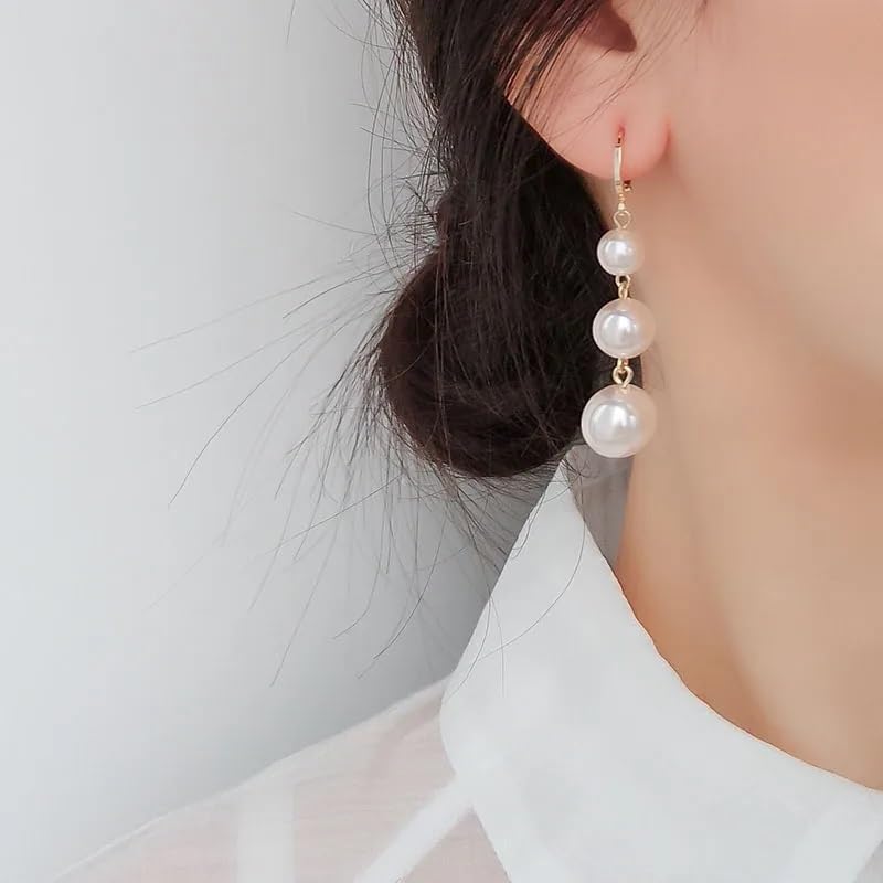 El Regalo Fancy Pearl Earrings- Golden Pearl Tassel Long Statement Earrings for Girls & Women (Pearls Hook Earrings)