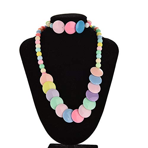 El Regalo 3Pairs Kids Necklace & Bracelet Jewelry Set Combo- Kids Colorful Jewelry Sets | Princess Colorful Acrylic Beads Stretch Necklace Bracelet Set for Kids Baby Toddler Girls (Set Option-5)