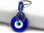 El Regalo 1 PC Cute Handmade Evil Eye KeyChain, Hanging Decor, Handcraft Keyring, Good Luck Keychain, Devil Blue Eyes Car Pendant Bag Charm (Horse Shoe Evil Eye)