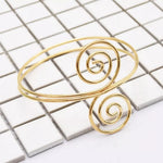 El Regalo Fashion Armlet- Minimalist Spiral Coil Upper Arm Cuff Open Arm Bracelet Armlet Armband Bangle for Women & Girls (Golden Color)