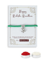 El Regalo Cute Rakhi for Brother- Fancy Tyrannosaurus Dinosaur Bracelet Rakhi for Bhai with Roli Chawal, Rakhi Message Card in Rakhi Gift Box (Green)