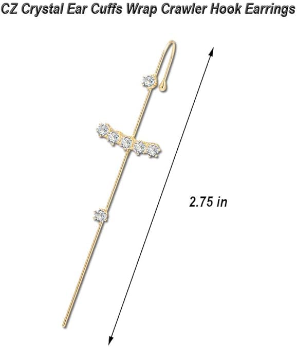 El Regalo 4 Pairs Ear Cuff Earrings for Women Rhinestone Wrap Earrings Ear Crawler Earrings Hook Earrings