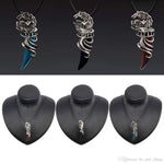 El Regalo Unisex Tooth Pendant Necklaces | Stainless Steel Crystal Pendant Adjustable Black Cord Unisex Necklace for Women & Men (Blue)