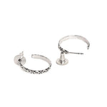 El Regalo 2 Pairs Tribal Oxidized Half Hoop Earrings, Huggie Earrings- Hammered Bohemian Oxidized German Silver Baali Earrings (Option-3)