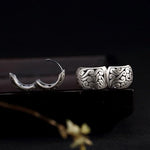 El Regalo 925 Silver Plated Hollow Filigree Hoop Earrings for Women - Vintage Oriental Carved Huggie Hoops, Retro Ethnic Jewelry