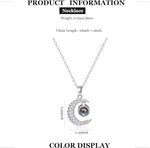 El Regalo Crescent Moon Projection Necklace for Girls & Women- I Love You Necklace 100 Languages for Women Girls Crescent Moon Necklace Romantic Jewelry Gift (Silver)