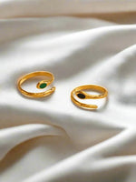 El Regalo Luxury Stainless Steel Snake Finger Ring- Waterproof Adjustable Snake Rings for girls & Women (Green Eye)