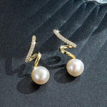 El Regalo Twist Rhinestone Encrusted Pearl Earrings- Fancy Pearl Earrings for Girls & Women