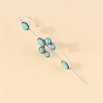 El Regalo 2PCs Turquoise Ear Wrap Crawler Hook Stud Earrings for Women Girls- Long Bar Piercing Ear Cuffs Boho/Bohemian Statement Earrings (Style-1)