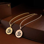 El Regalo AUM OM Pendant Necklace for Men/Boys: Stainless Steel OM Mahadev Damroo Pendant Necklace for Man/Boys (Rose Gold OM)