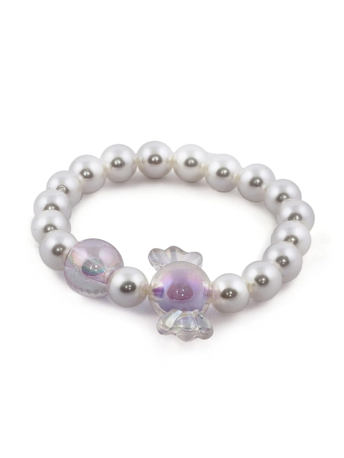 El Regalo 1 Pair Girls Kids Shiny Pearl Shell Princess Necklace & Bracelet Sets- Acrylic Shell Beads Oyster Pearl Princess Necklace Bracelet Jewelry Set for Girls Kids (Purple)