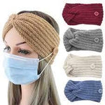 El Regalo Knitted Winter Twist Woolen Warm Headband with Buttons for Face Mask Cover | Cold Weather Hair Accessories Head Wrap | Winter Designer Headbands for Women & Men (Beige)