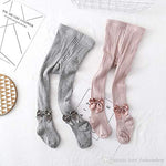 El Regalo 1 Pair Girls Combed Cotton Bow Tights Pantyhose Leggings Stocking Pants | Bow Socks Stockings for Girls (Gray)