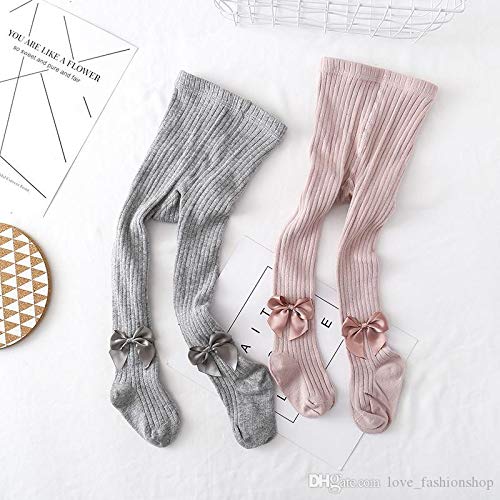El Regalo 1 Pair Girls Combed Cotton Bow Tights Pantyhose Leggings Stocking Pants | Bow Socks Stockings for Girls (Gray)