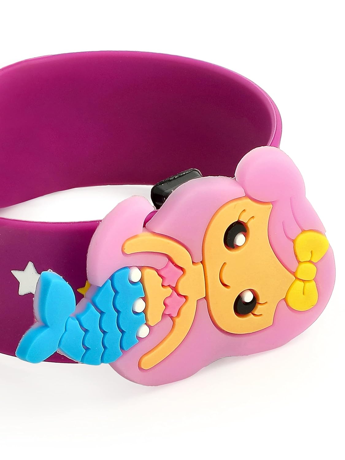 El Regalo 2 PCs Mermaid Snap Silicon Slap Wristband for Girls & Boys- Kids Party Favors, Mermaid and Stars Slap Bands for Kids Girls Boys (Magenta & Blue)