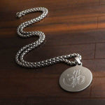 El Regalo AUM OM Pendant Necklace for Men/Boys: Stainless Steel OM Mahadev Damroo Pendant Necklace for Man/Boys (Silver OM)