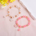 El Regalo 2 PCs Butterfly Crystal Beads Tassel Bracelet With Cute Enamel Butterfly Charms for Girls/Teens/Women (Color Option-1)