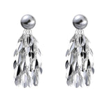 El Regalo Women's & Girl's Elegant Grey Iridescent Pearl Fringe Earrings - 2 Ways Wheat Fringed Ear Jacket Earrings, Lightweight, Versatile Design for Sophisticated Style