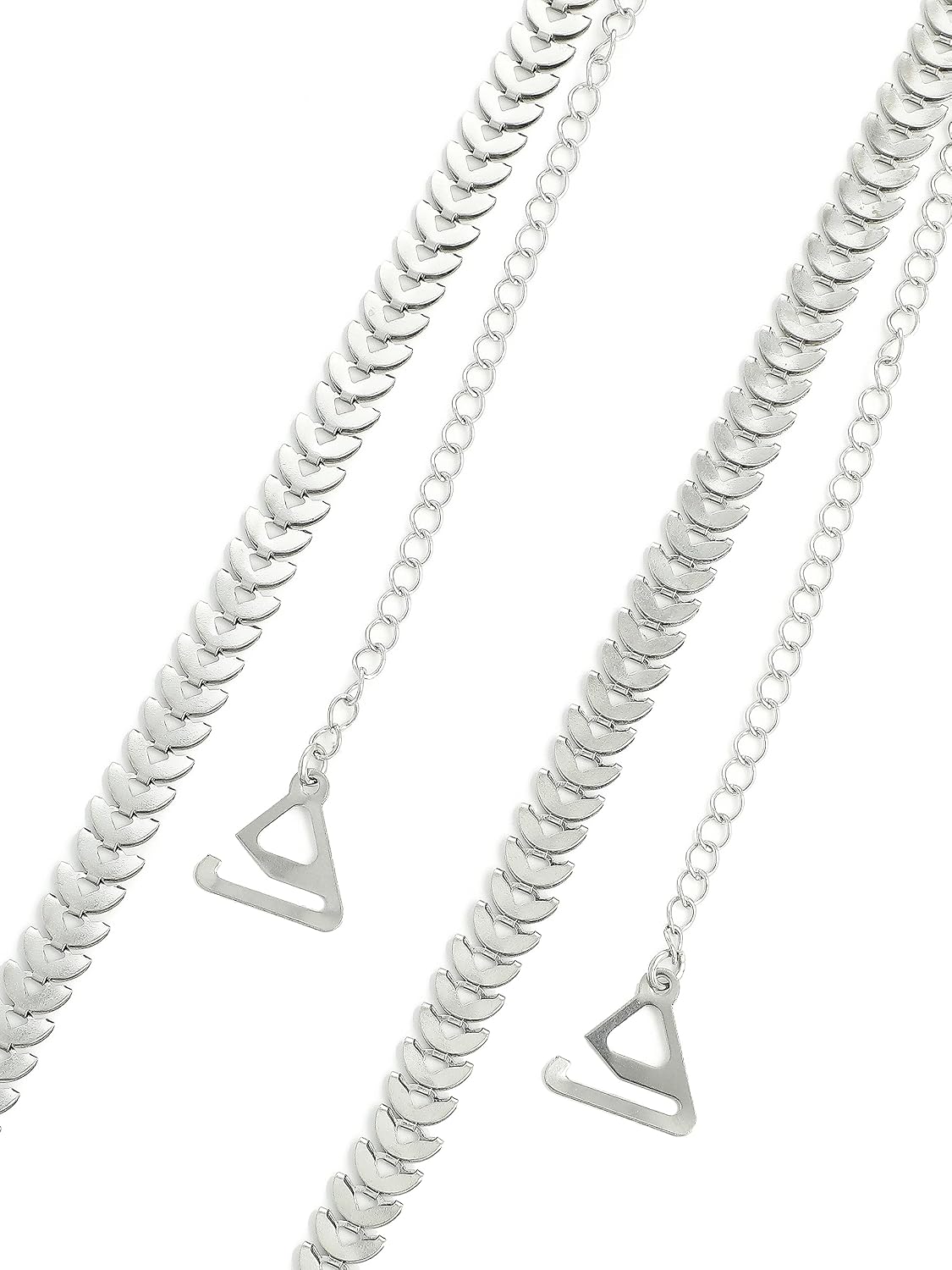 El Regalo 1 Pair Fancy Designer Bra Straps for Off Shoulder Dresses or Wedding/Evening Gowns (Silver Leaves)
