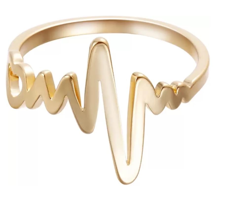 El Regalo Anti tarnish Heartbeat Finger Ring - Stainless Steel Love Heartbeat ECG Finger Ring for Girls/Women- Gift for Her (16)