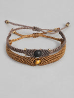 El Regalo Designer 2PCs Natural Tiger Eye & Lava beads Rakhi Combo for Brother/Bhai- Natural Stones Handcrafted Rakhi with Roli-Chawal Shagun, Rakhi Message Card in Rakhi Gift Box
