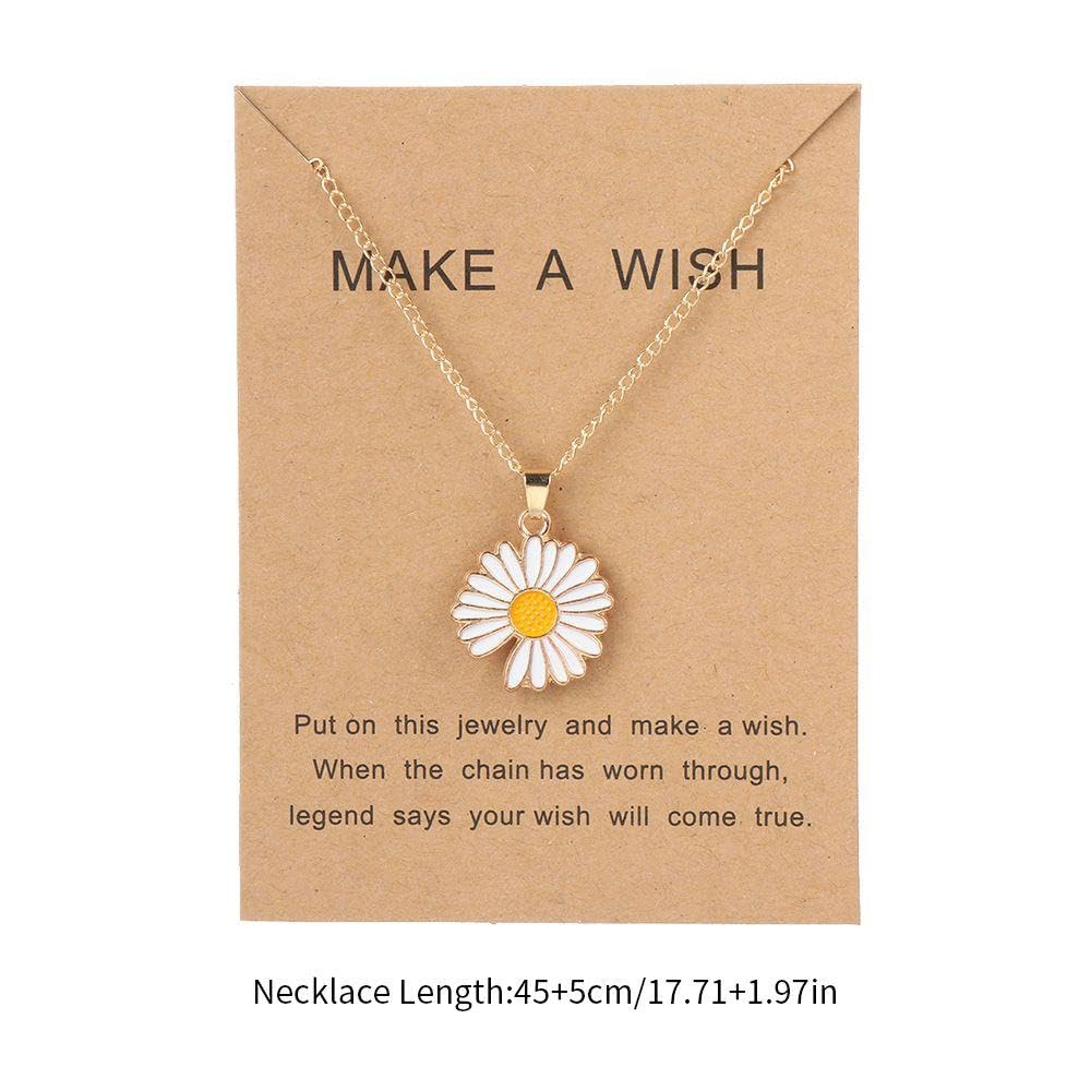 El Regalo 2 PCs White & Yellow Daisy Flower Pendant Necklace for Kids/Girls/Teens & Women- Gift for Her
