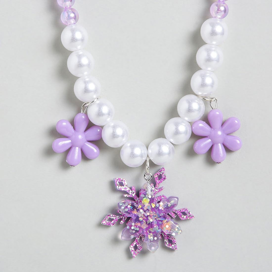 El Regalo Girls Kids Shimmering Beads Bow Shell Princess Necklace & Bracelet Sets- Acrylic Bow Star Beads Princess Necklace Bracelet Jewelry Set for Girls Kids (Option-4)
