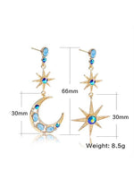 El Regalo Bohemian Moon Star Asymmetric Tassel Earrings- Crystal Moon & Sun Drop Earrings Long Retro Exquisite Punk Style Jewellery for Women Girls