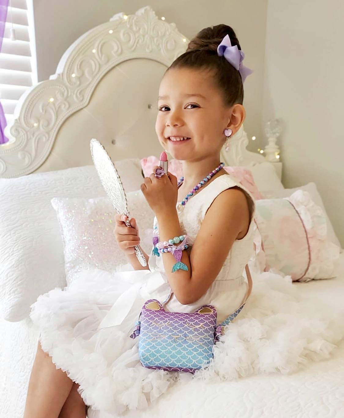 El Regalo Kids Girls Mermaid Princess Necklace & Bracelet Set (Ocean Blue)