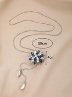 El Regalo Long Sweater Cubic Zirconia Crystal Snowflake Pendant Necklace For Women & Girls