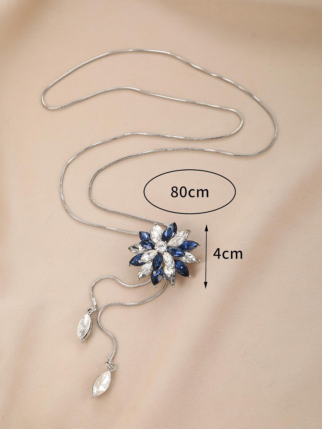 El Regalo Long Sweater Cubic Zirconia Crystal Snowflake Pendant Necklace For Women & Girls