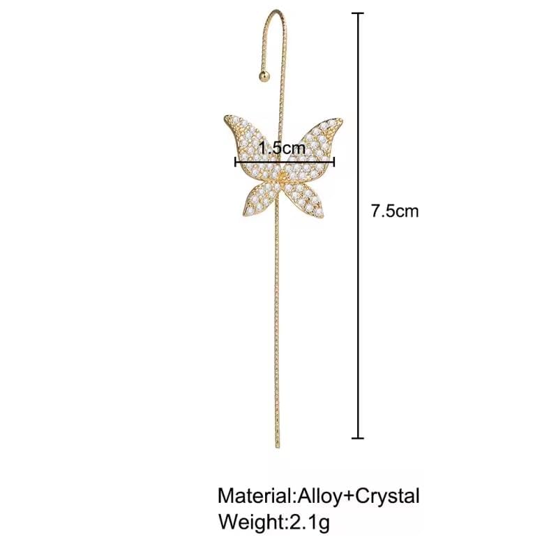 El Regalo 1 Pair Fancy Western Ear Wrap Needle Ear Crawler Earrings - Inlaid Zircon, Elegant Ear Cuff Climber Hook Earrings for Women Girls (CZ Butterfly Crawler)